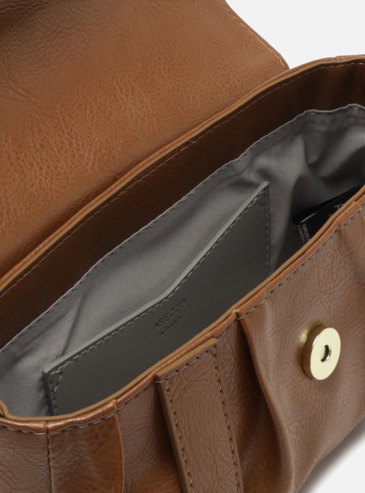 Bolsa Tiracolo Marrom Pequena Fivelas Douradas Franzida — foto 4