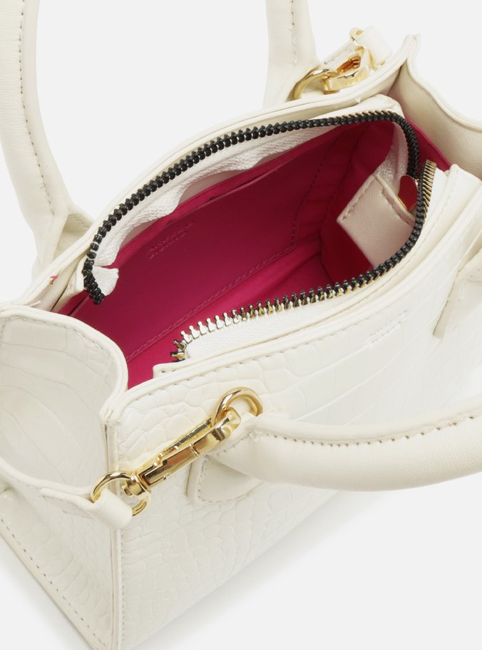 Bolsa Tote Branca Croco Pequena