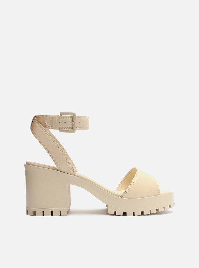 Sandália Off-White Couro Bloco Tratorada Tiras