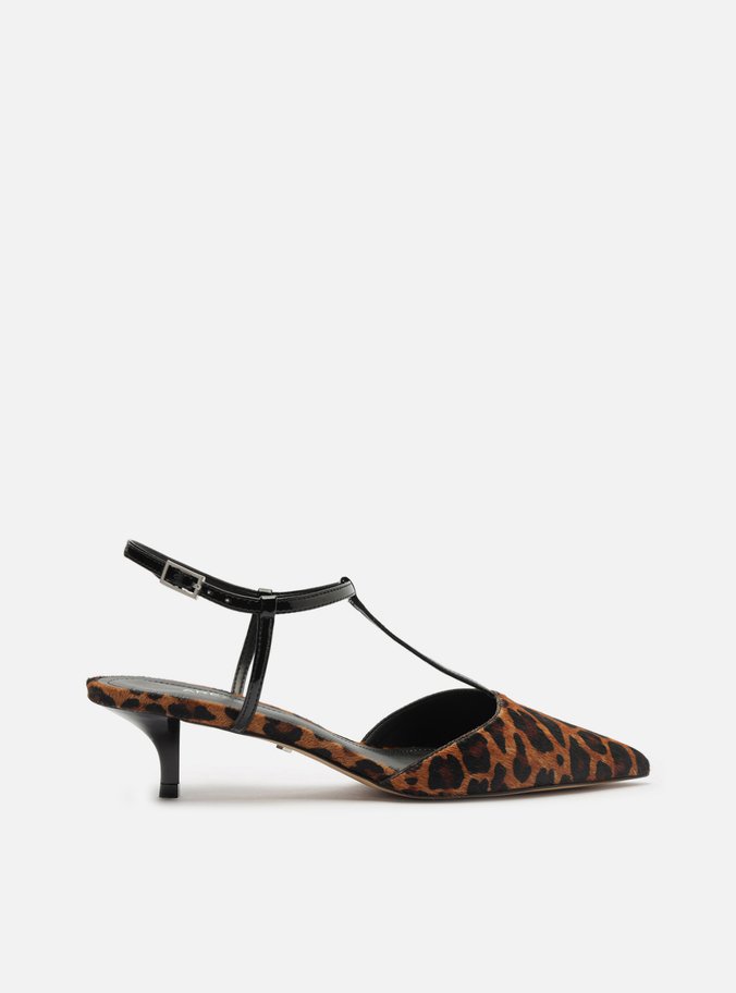 Scarpin Animal Print Salto Kitten Aberto Tiras