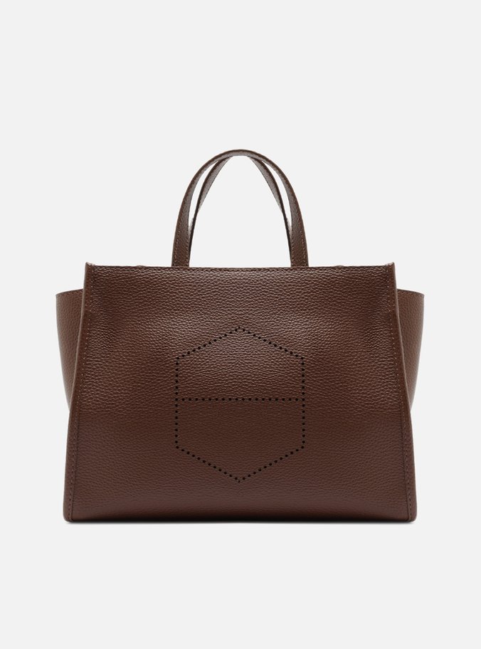Bolsa Tote Marrom Grande Logo Perfurado