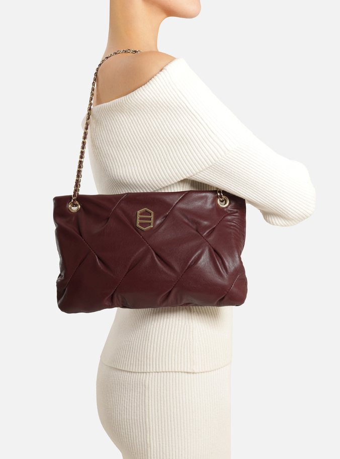 Bolsa Tiracolo Bordô Couro Média Frisos