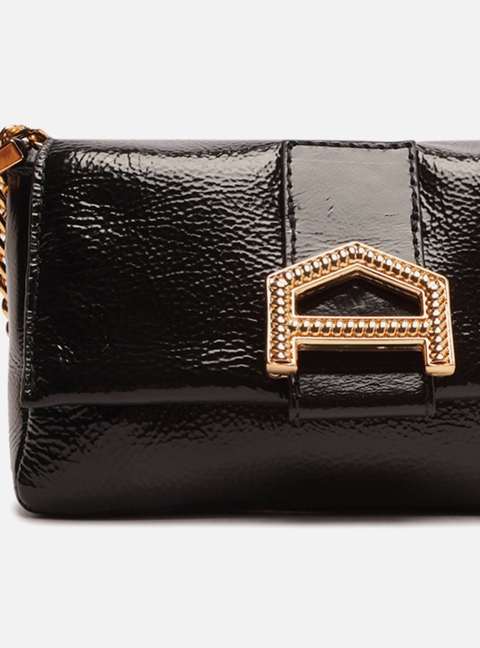 Bolsa Tiracolo Preta Couro Detalhe Pequena