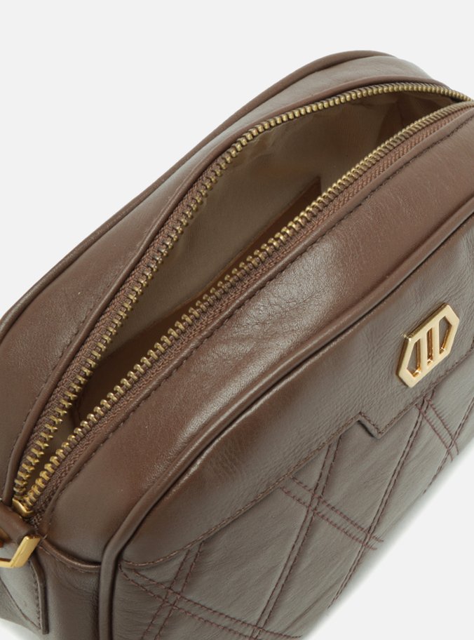 Bolsa Tiracolo Marrom Couro Matelassê Pequena