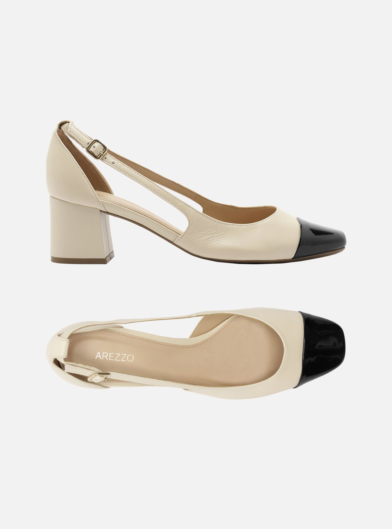 Scarpin Off-White Couro Cap Toe Aberto — foto 6