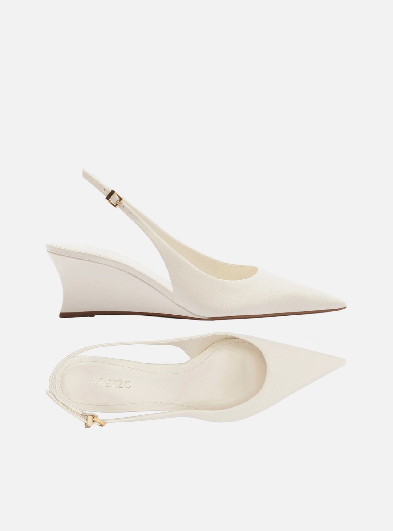 Scarpin Branco Couro Salto Baixo Anabela Slingback — foto 5