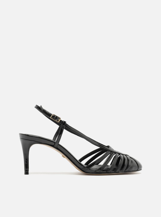 Scarpin Preto Verniz Salto Kitten Tira Contínua