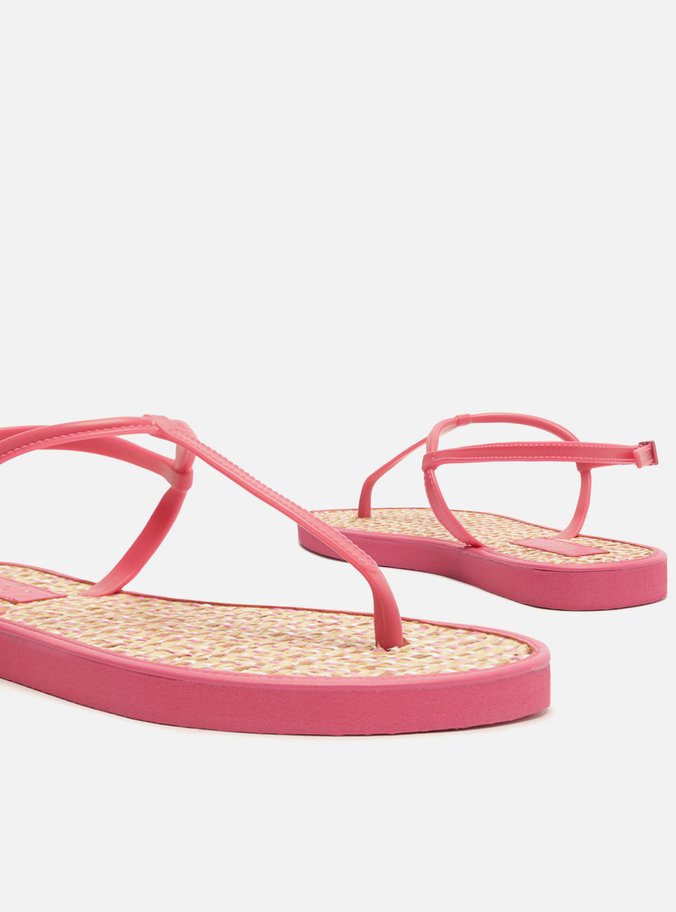 Sandália Rasteira Rosa Slim Tramada Brizza