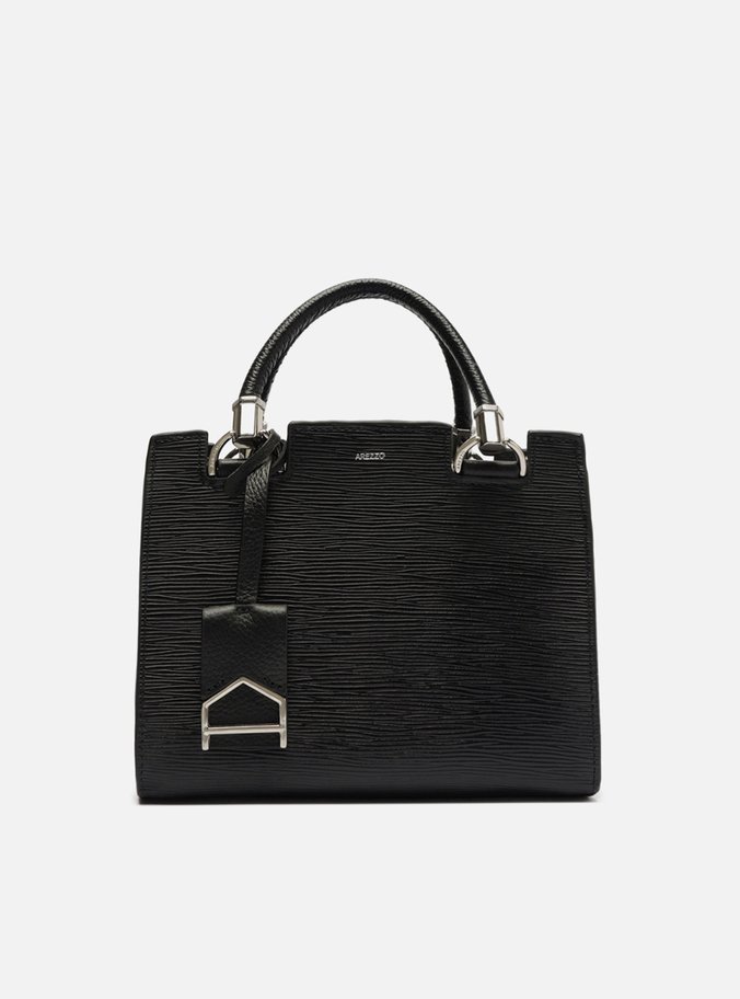 Bolsa Tote Preta Couro Abraccio Wave Média