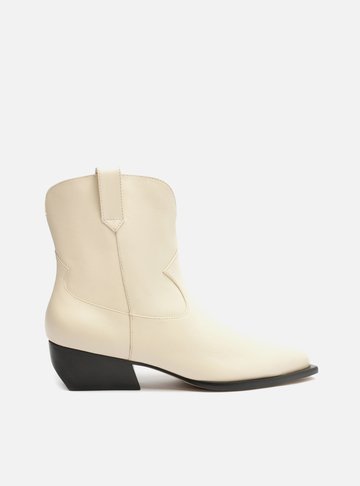 Bota Off-White Couro Cano Curto Western