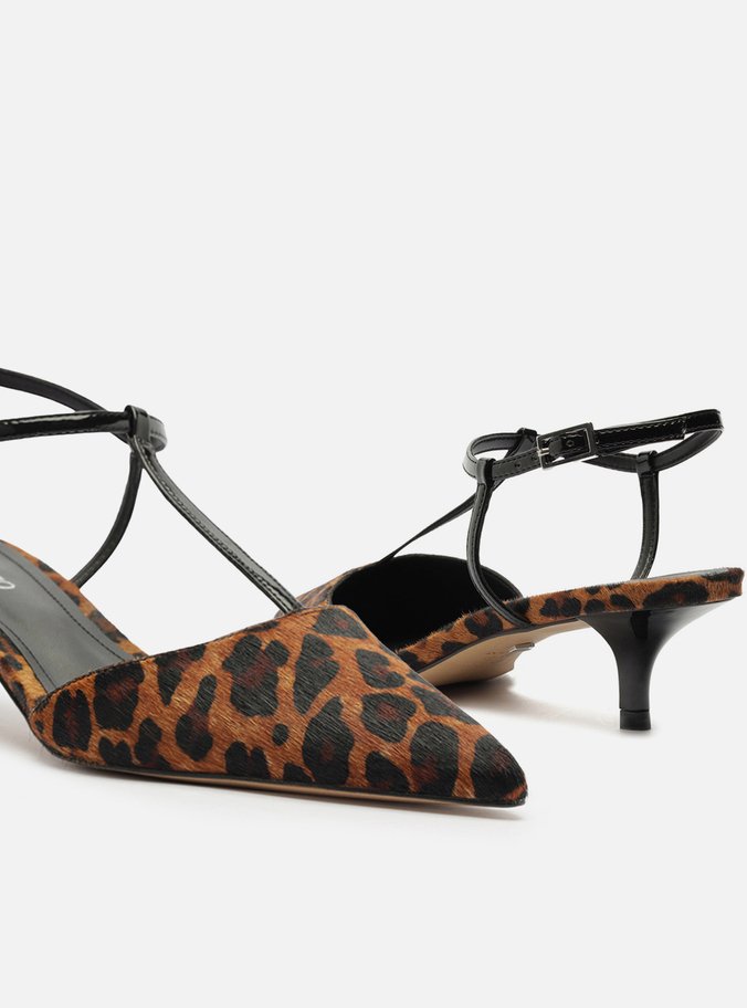 Scarpin Animal Print Salto Kitten Aberto Tiras