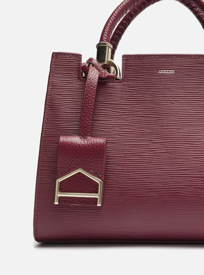 Bolsa Tote Vinho Couro Abraccio Média