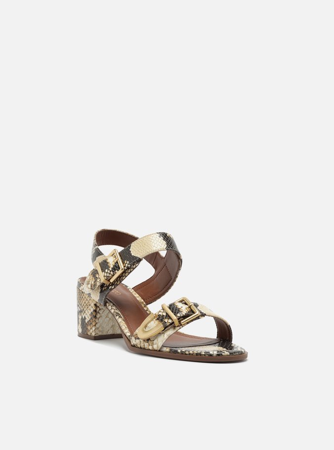 Sandália Animal Print Bloco Tiras Fivelas