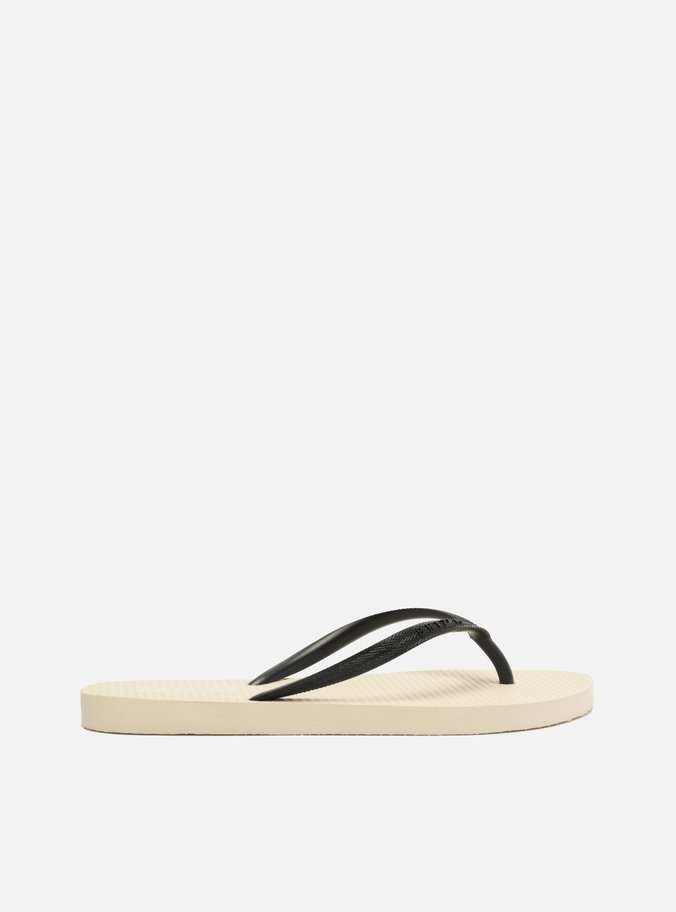 Kit Chinelo de Dedo Branco e Preto e Pouch