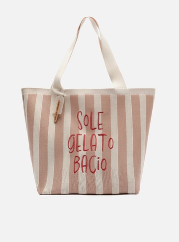 Bolsa Shopping Listrada Crochê Grande Brizza Bacio Di Latte