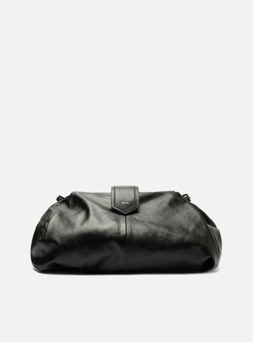 Bolsa Tiracolo Preta Couro Grande Livia