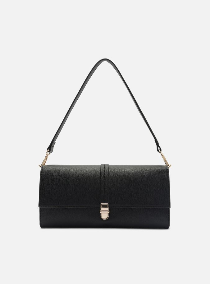 Bolsa Tiracolo Preta Média Metais Dourados