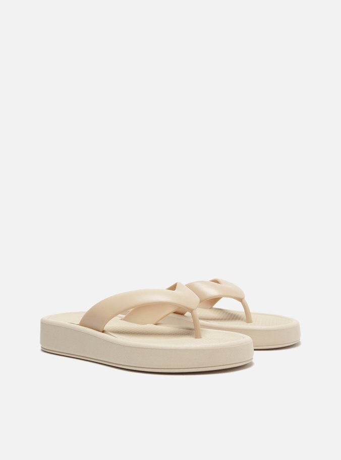 Flip Flop Bege Flatform Tiras Largas Brizza