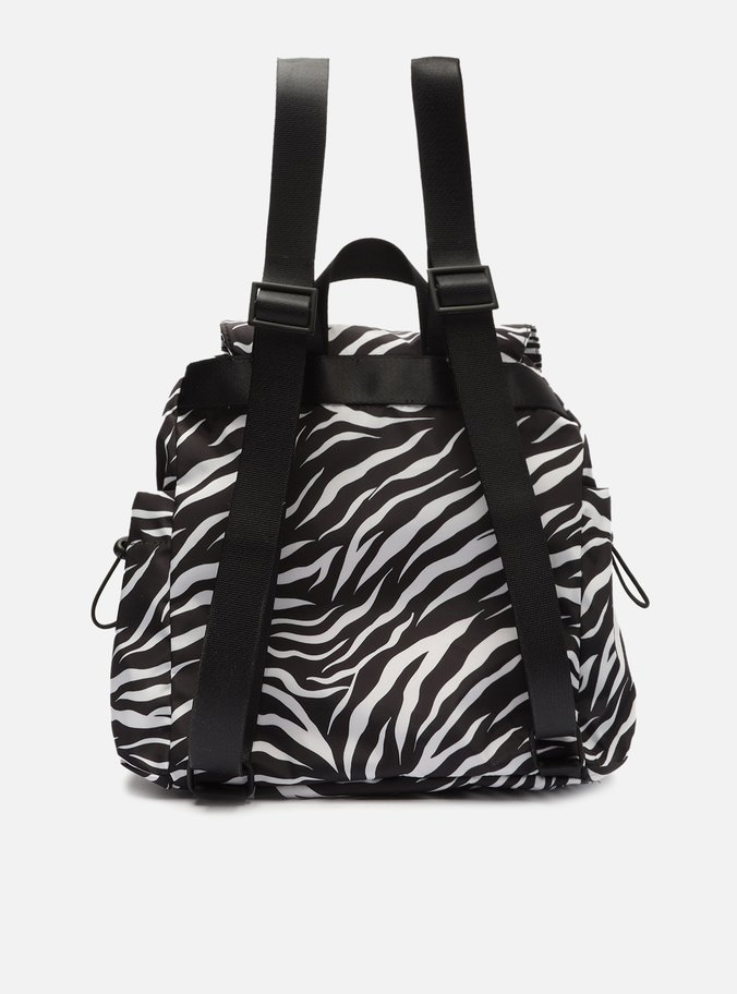 Mochila Preta Nylon Animal Print Média Brizza