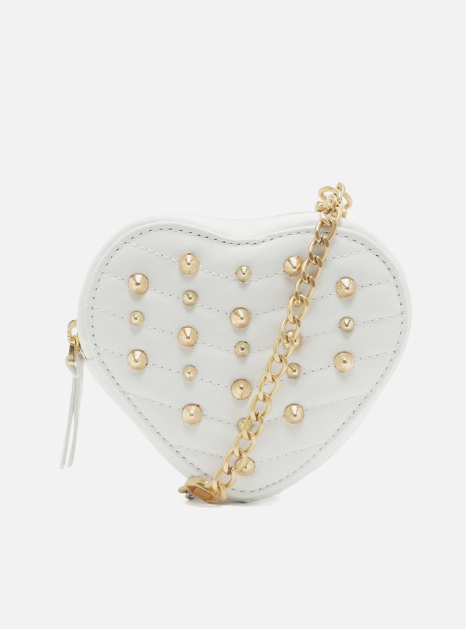 Mini Bag Branca Couro Coração Tachas