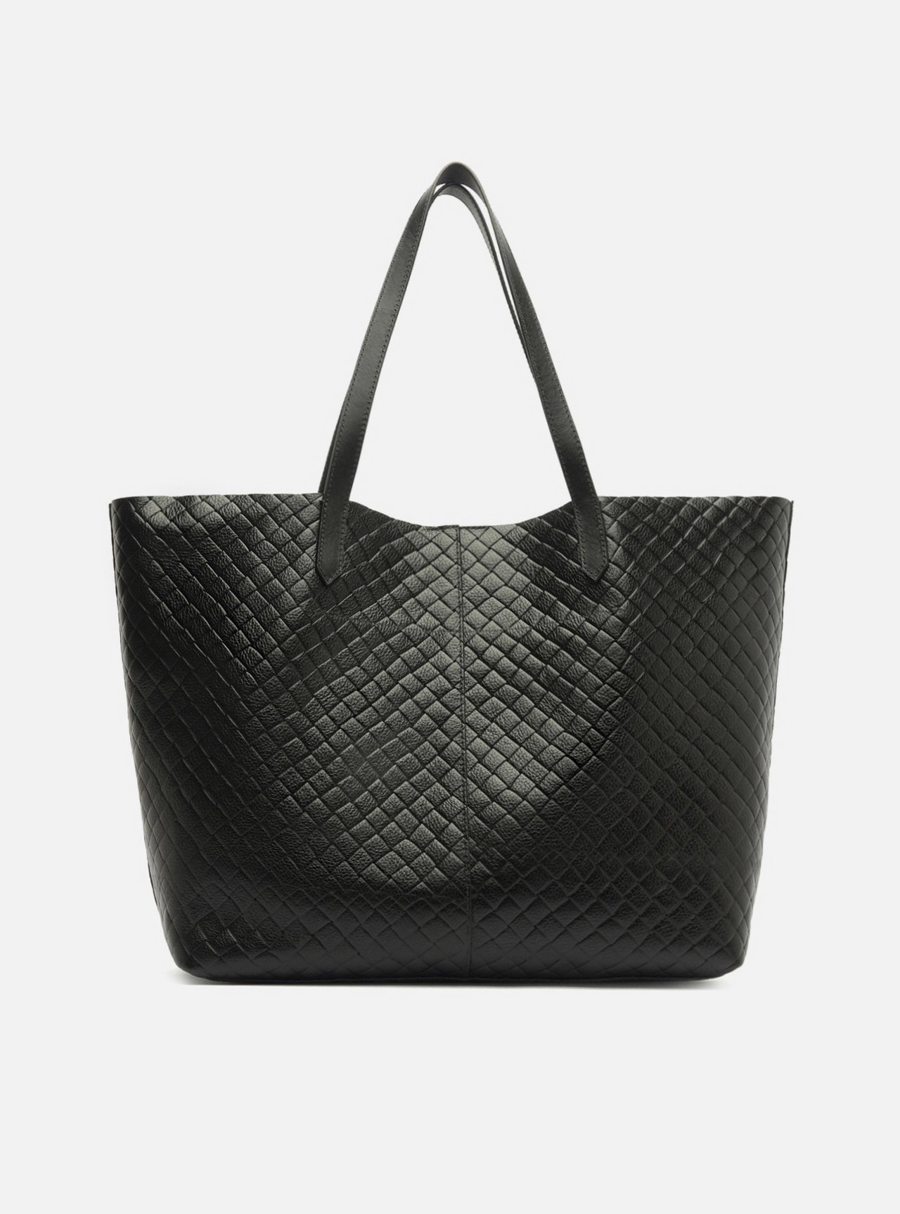 Bolsa Shopping Preta Couro Grande Tressê — foto 3