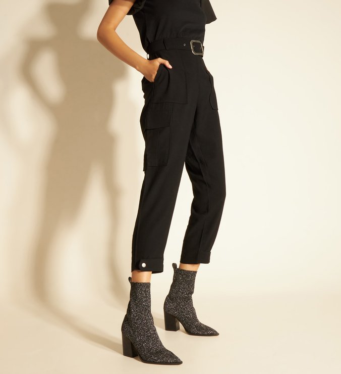Skinny Boot Mescla Knit Cano Médio Bloco