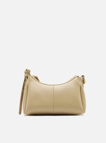 Bolsa Tiracolo Bege Média Texturizada Básica