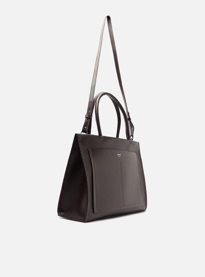 Bolsa Shopping Marrom Grande Bolso Costuras