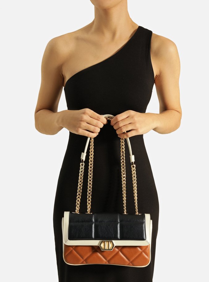 Bolsa Tiracolo Color Couro Matelassê Média Neutra