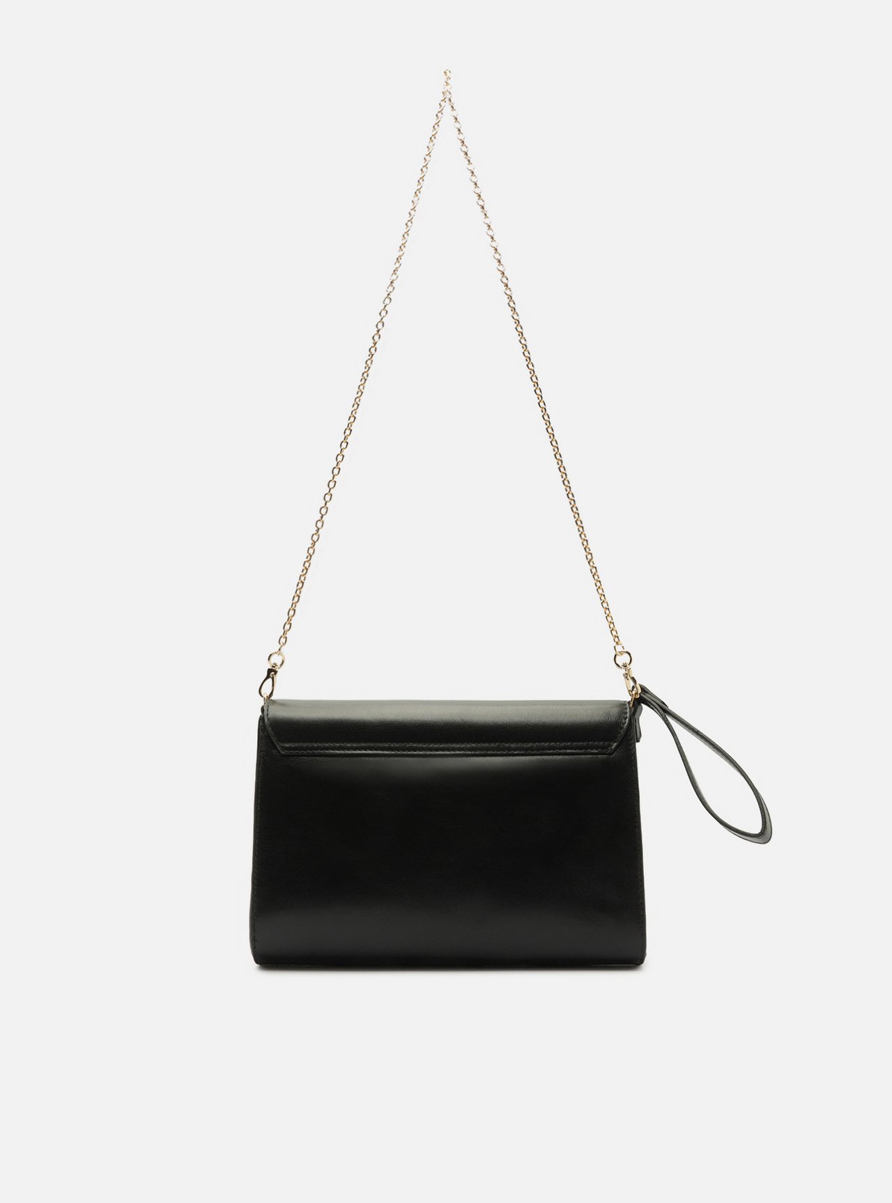 Bolsa Shoulder Preta Couro Média Alça Corrente — foto 6