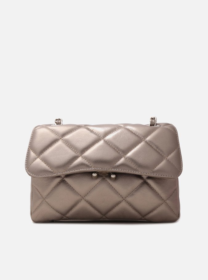 Bolsa Tiracolo Dourada Couro Mizz Média New Titanium
