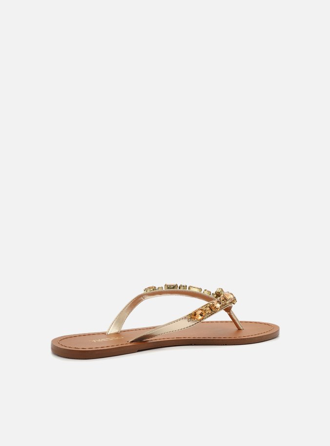 Rasteira Dourada Flip Flop Pedrarias