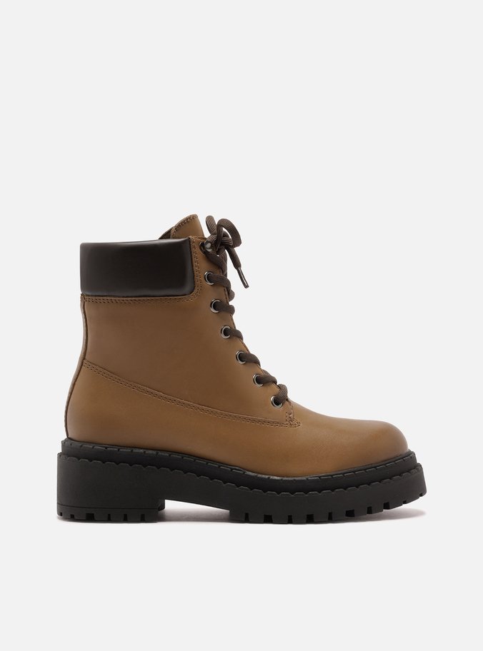 Coturno Caramelo Couro Cano Curto Tratorado