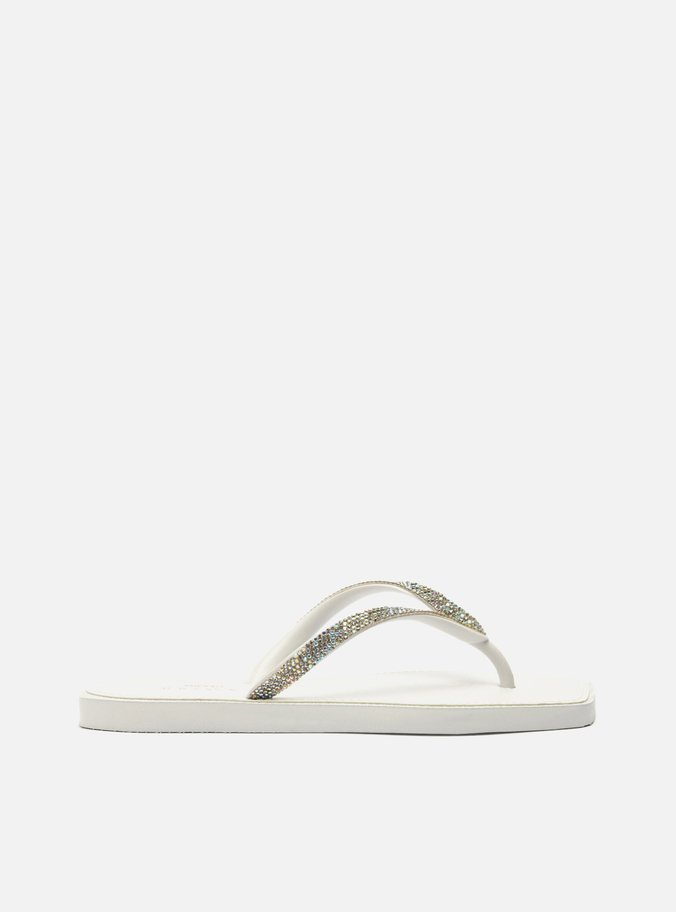 Chinelo de Dedo Branco Recouro Square Strass