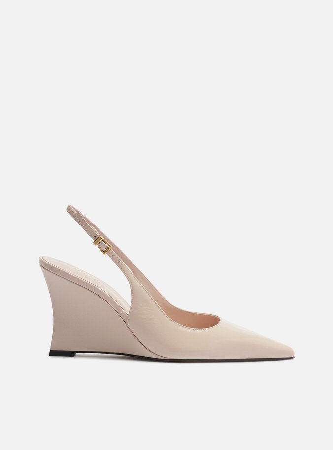 Scarpin Rosa Couro Anabela Slingback