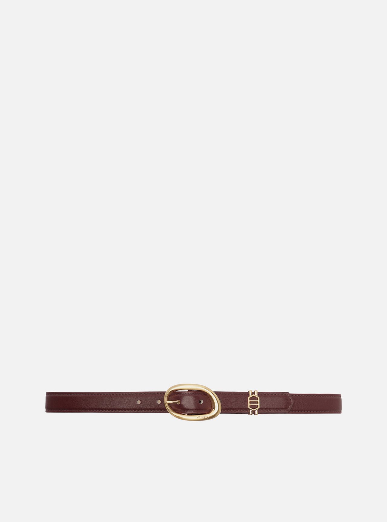 Cinto Vermelho Couro Fivela Oval Dourado — foto 1