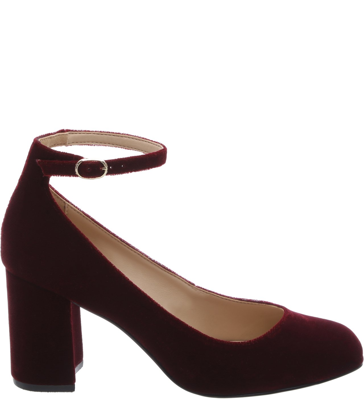 Sapato Boneca Vinho Veludo Tornozeleira Arezzo
