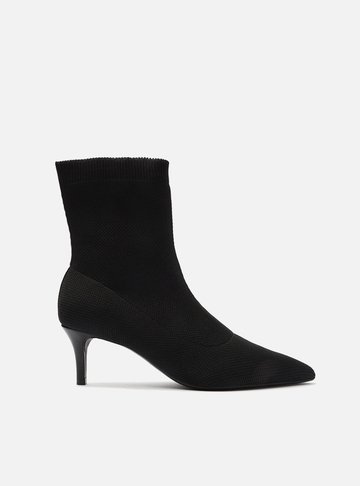 Skinny Boot Preta Knit Salto Médio Helena