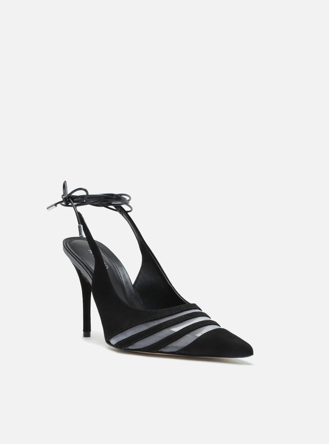 Scarpin Preto Salto Fino Amarração