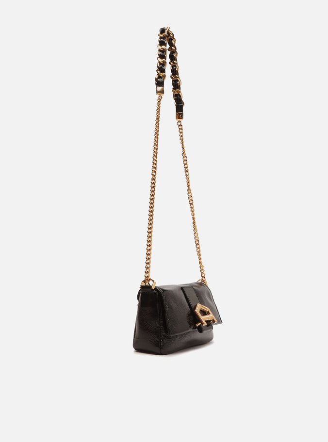Bolsa Tiracolo Preta Couro Detalhe Pequena