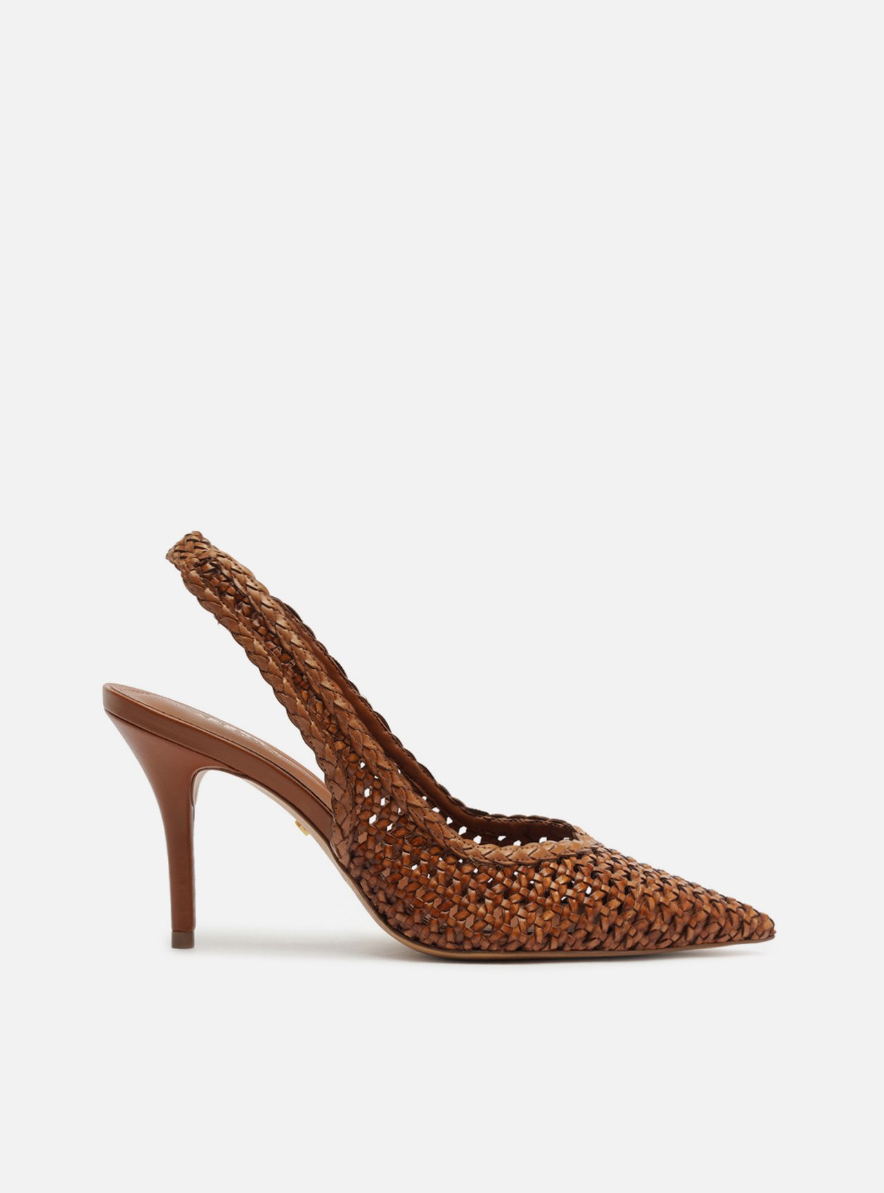 Scarpin Marrom Tressê Salto Médio Slingback — foto 1