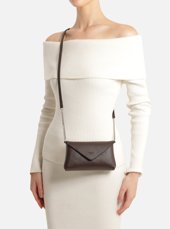 Bolsa Tiracolo Marrom Escura Giorno Pequena Envelope