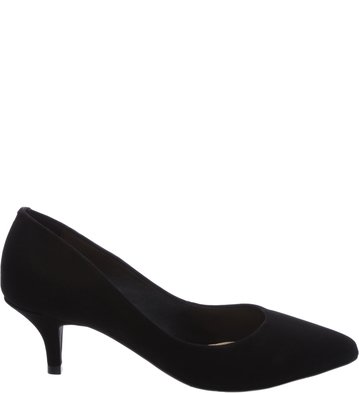 Scarpin Nobuck Bico Fino Salto Baixo Preto