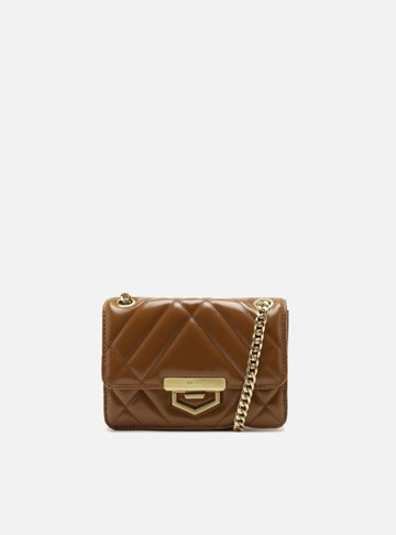 Arezzo — Bolsa Tiracolo Marrom Couro Pequena Matelassê Corrente