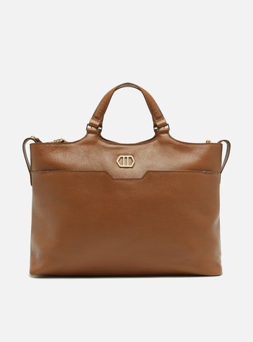 Bolsa Tote Marrom Couro Grande Bolso Frontal