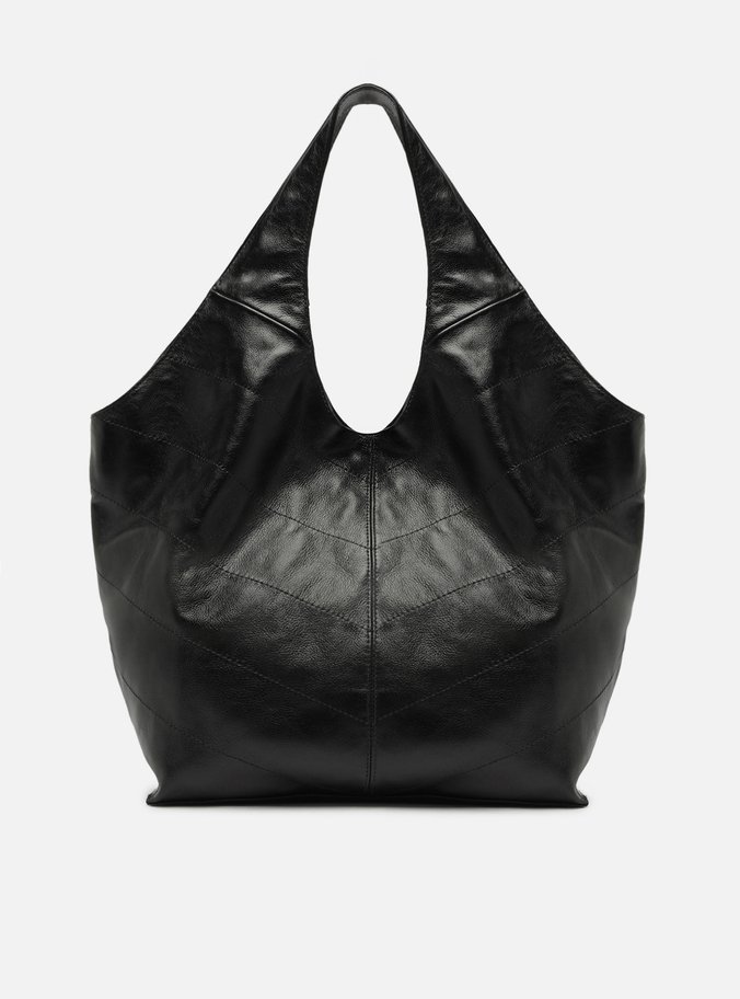 Bolsa Hobo Preta Couro Grande Barbicacho
