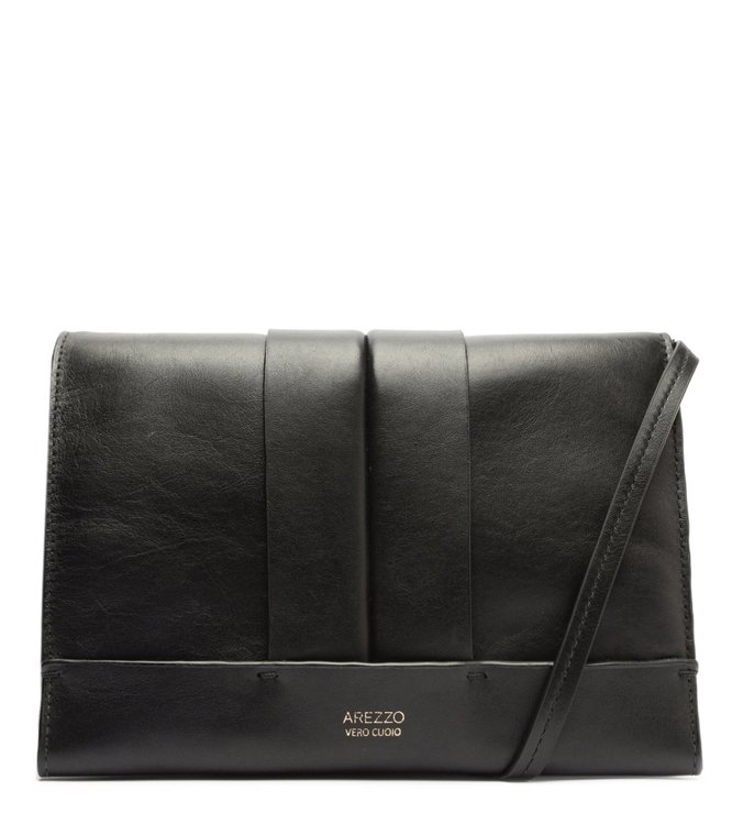 Bolsa Tiracolo Preta Couro Rebeca Média
