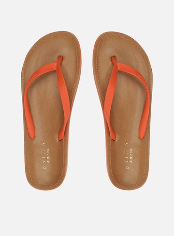 Chinelo de Dedo Laranja Palmilha Marrom