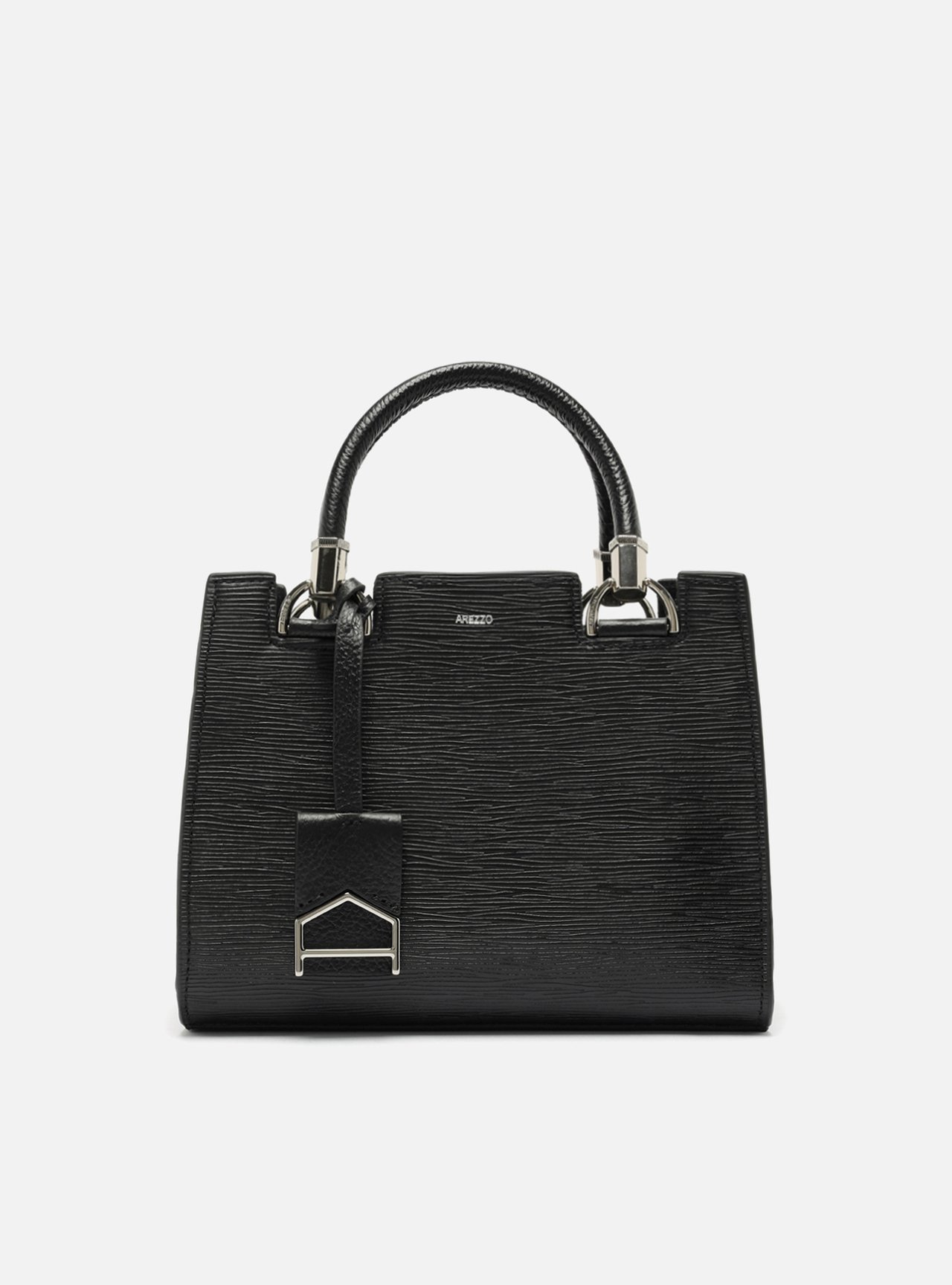 Bolsa Tote Preta Couro Abbraccio Média — foto 1