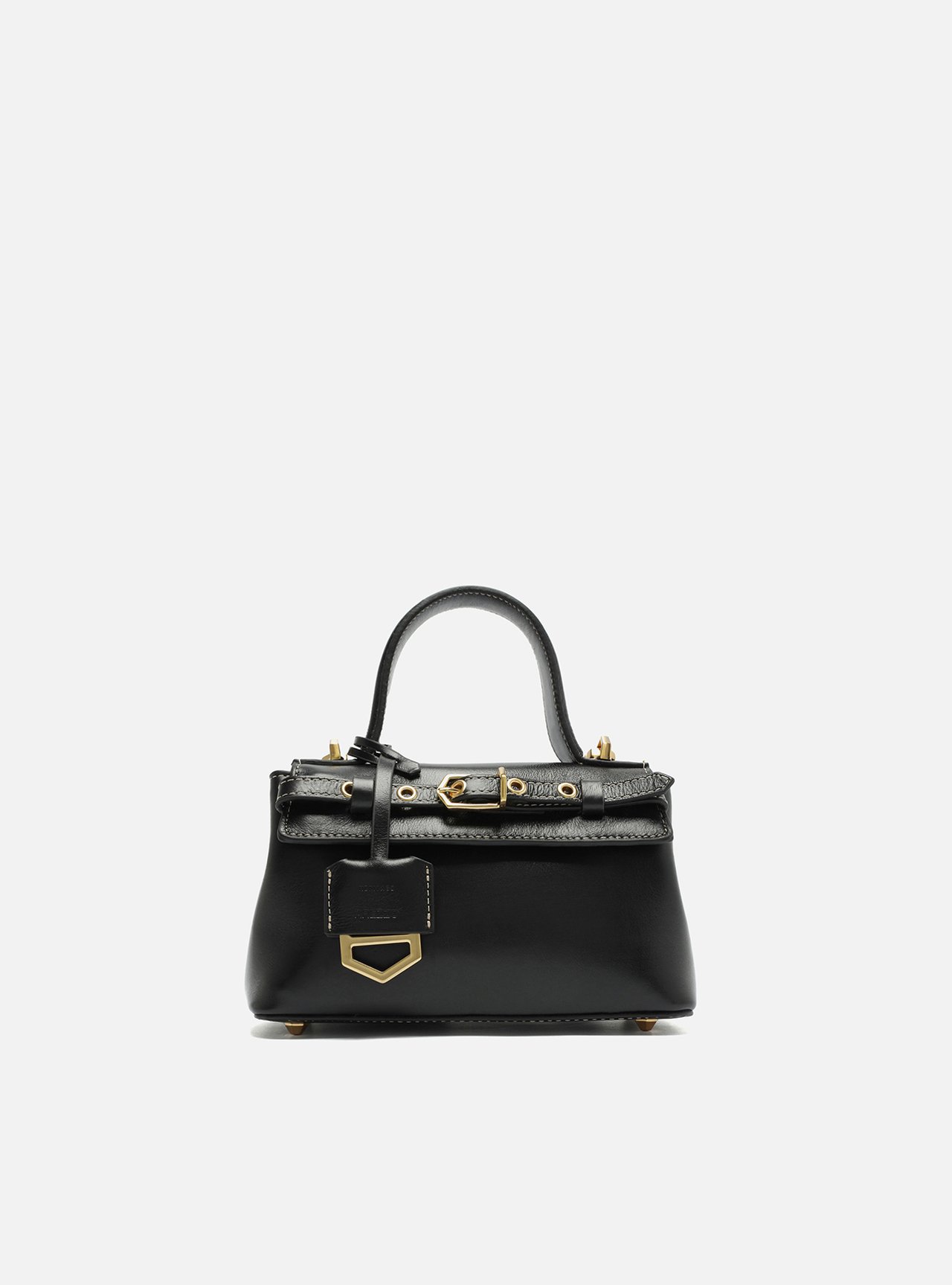 Tiracolo Preta Couro Pequena Bag Charm Victória
